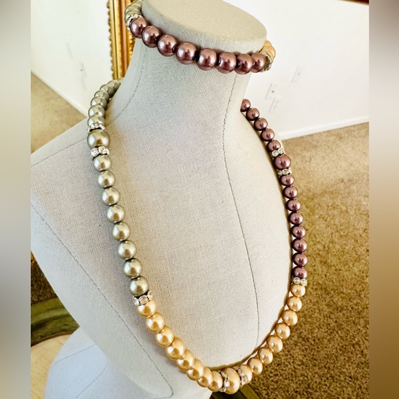 Ombré Glass pearl necklace & bracelet - Picture 16 of 16